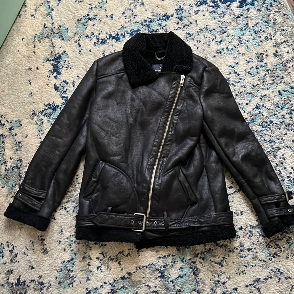 American Eagle Black Faux Shearling Jacket